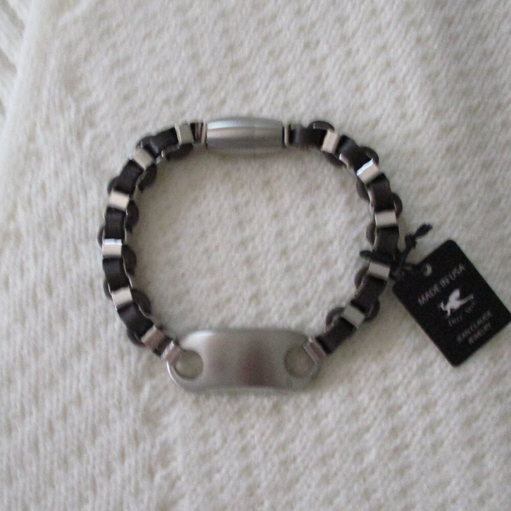 Dell Arte Collection by Jean Claude Leather Stainless Steel Bracelet NWT